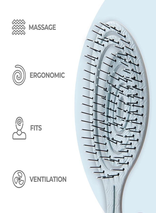 Ninabella Detangle Hair Brush for Women & Men - Does not Pull - Straightening Brushes for Straight & Curly Hair - Unique Spiral Detangling Hairbrush - Blue - Image 3